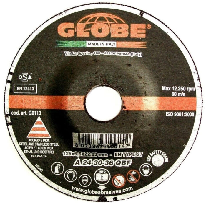 Globe SS Grinding Disc  125 x 6.5 x 22.2